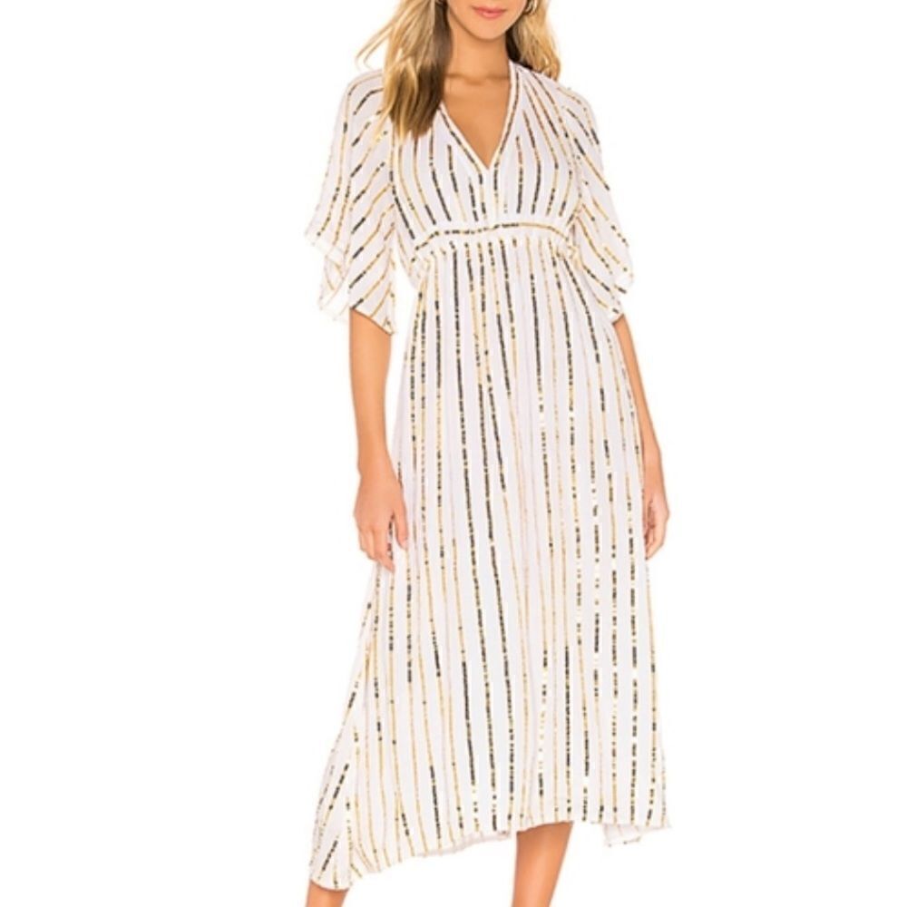 Revolve Sundress Carolina Dress in Off White & Gold one size
